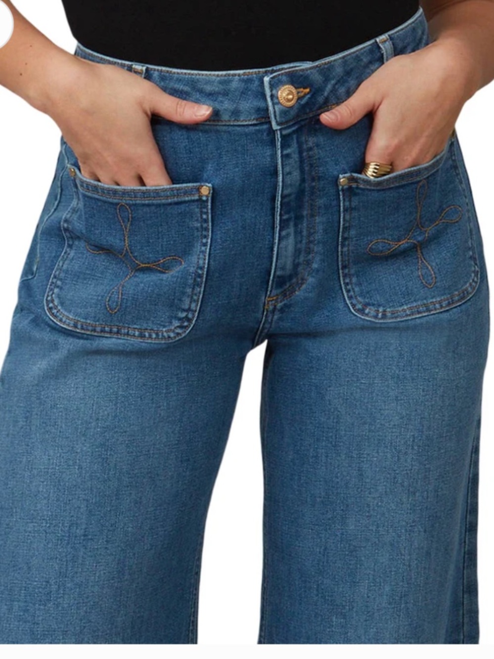 Lola Jeans Western Inspired Milan-RCB High Rise Wide Leg Medium Wash Jean Size29 - Picture 7 of 16